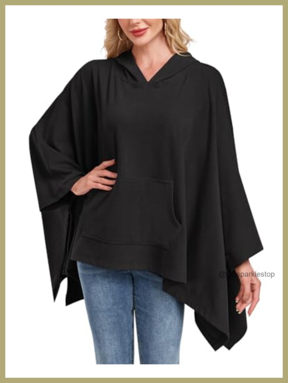Hooded Poncho Oversized Sweatshirt Pullover with Pockets, One Size Loose Fit
